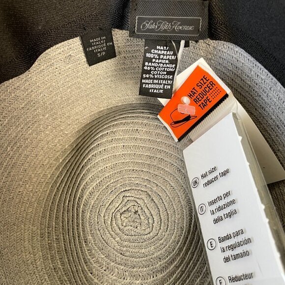 NWT Saks Fifth Avenue Grey Straw Fedora with Ombre Hat Band - Picture 6 of 8